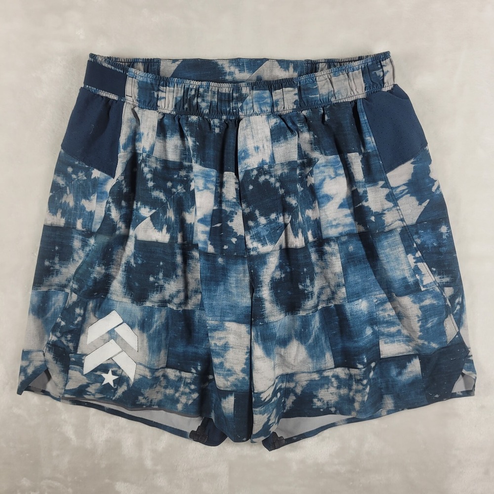 Lululemon x Barry's Bootcamp Surge Shorts Men's Medium Blue Patterned 6"‎ Inseam
